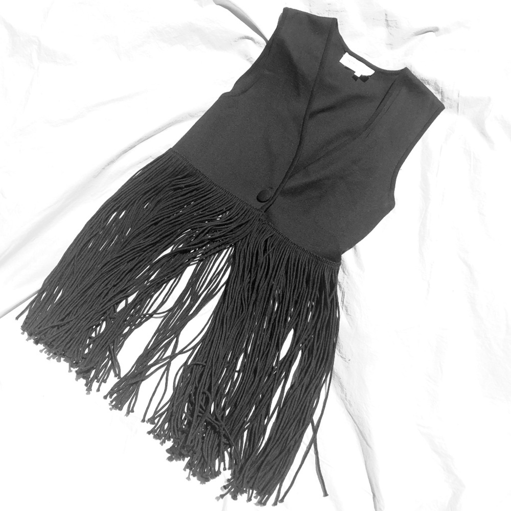 Vintage Black Rope Fringe Vest